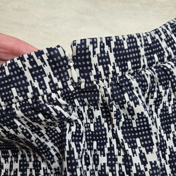 J.Crew‎ Skirt Womens 8 Blue White Geometric Textured Lined Zip Pockets Pleated - Picture 11 of 11